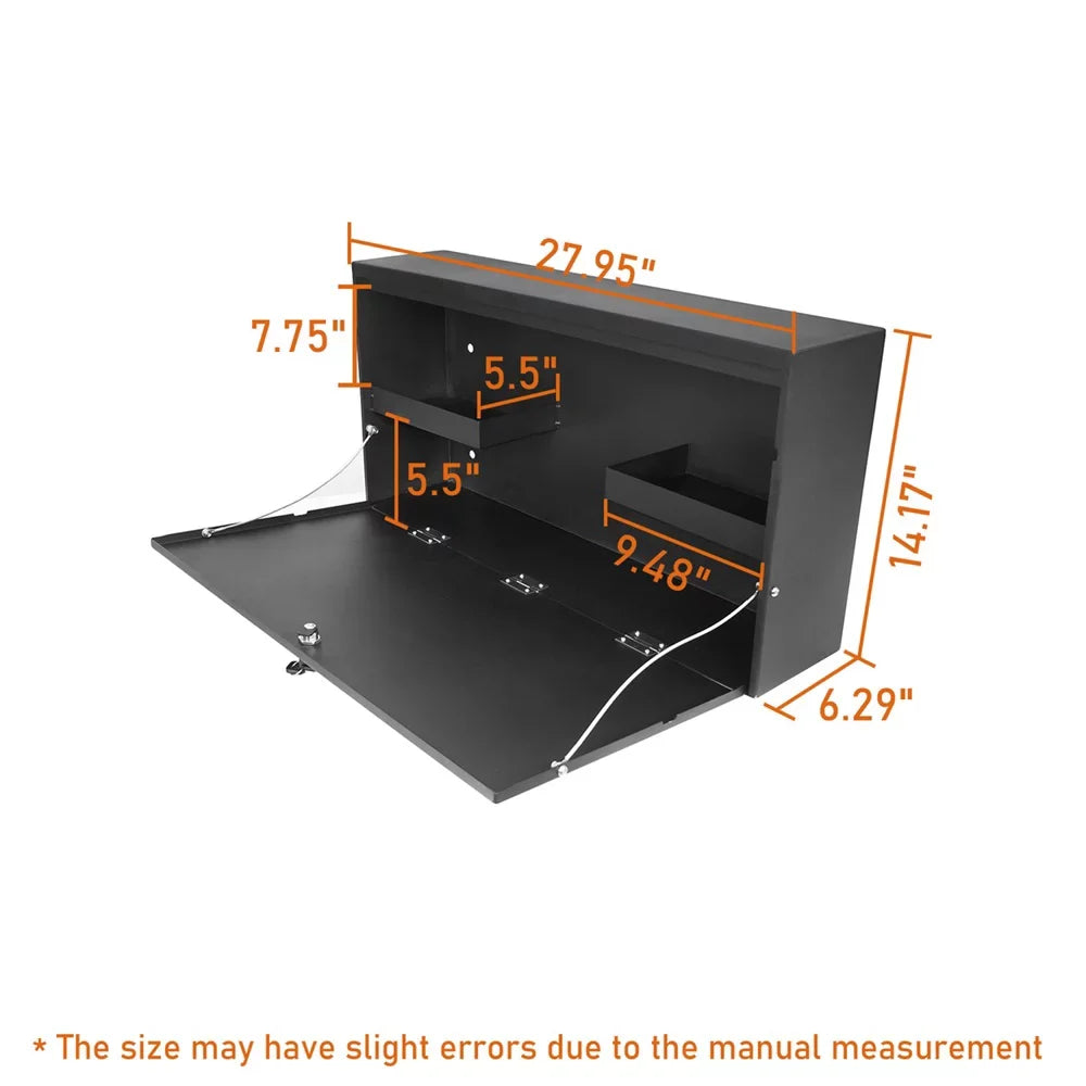 Hooke Road Fit 2021-2023 Ford Bronco Folding Tailgate Table Lockable Steel Storage Box Black