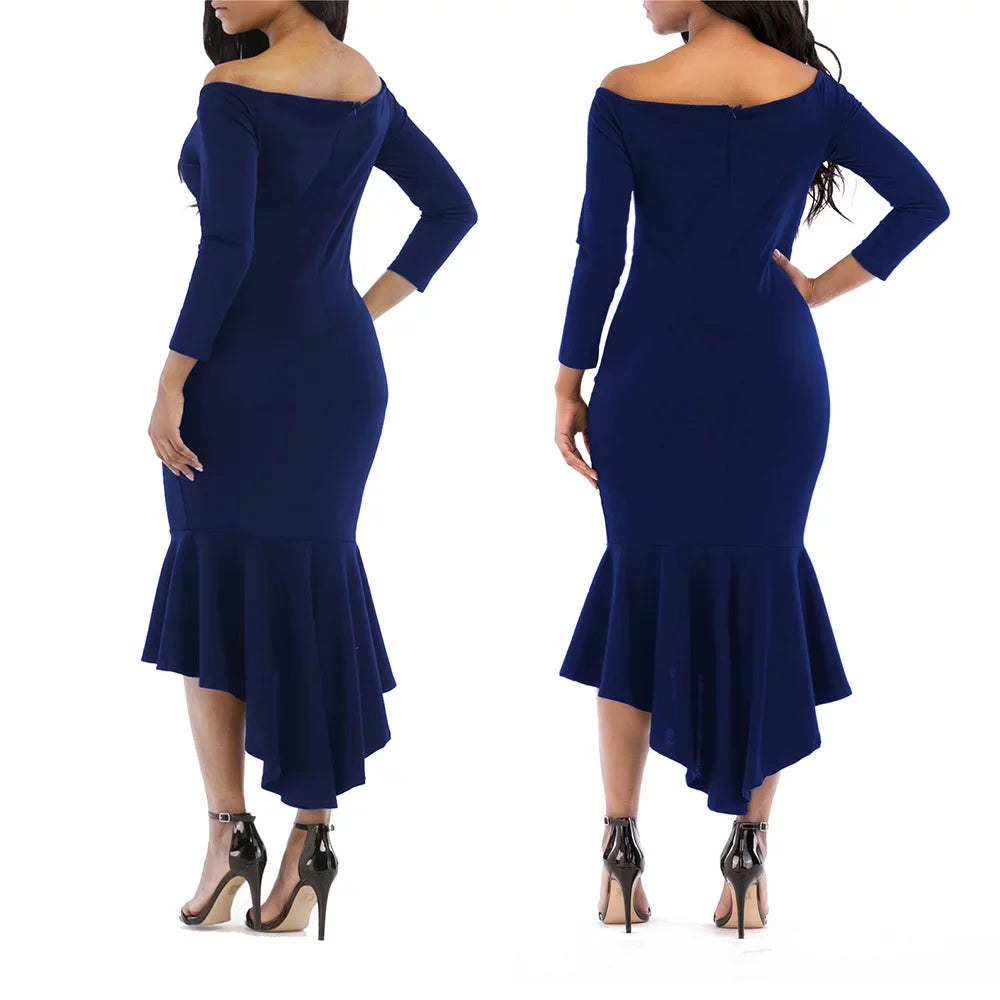 KISSMODA Women's Maxi Dresses 3/4 Long Sleeve Casual V Neck Bodycon Cocktail Bridesmaid Formal Dresses Party Ball Prom