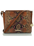 Brahmin Brown Carrie Crossbody Snake Print Leather Crossbody Handbag Purse