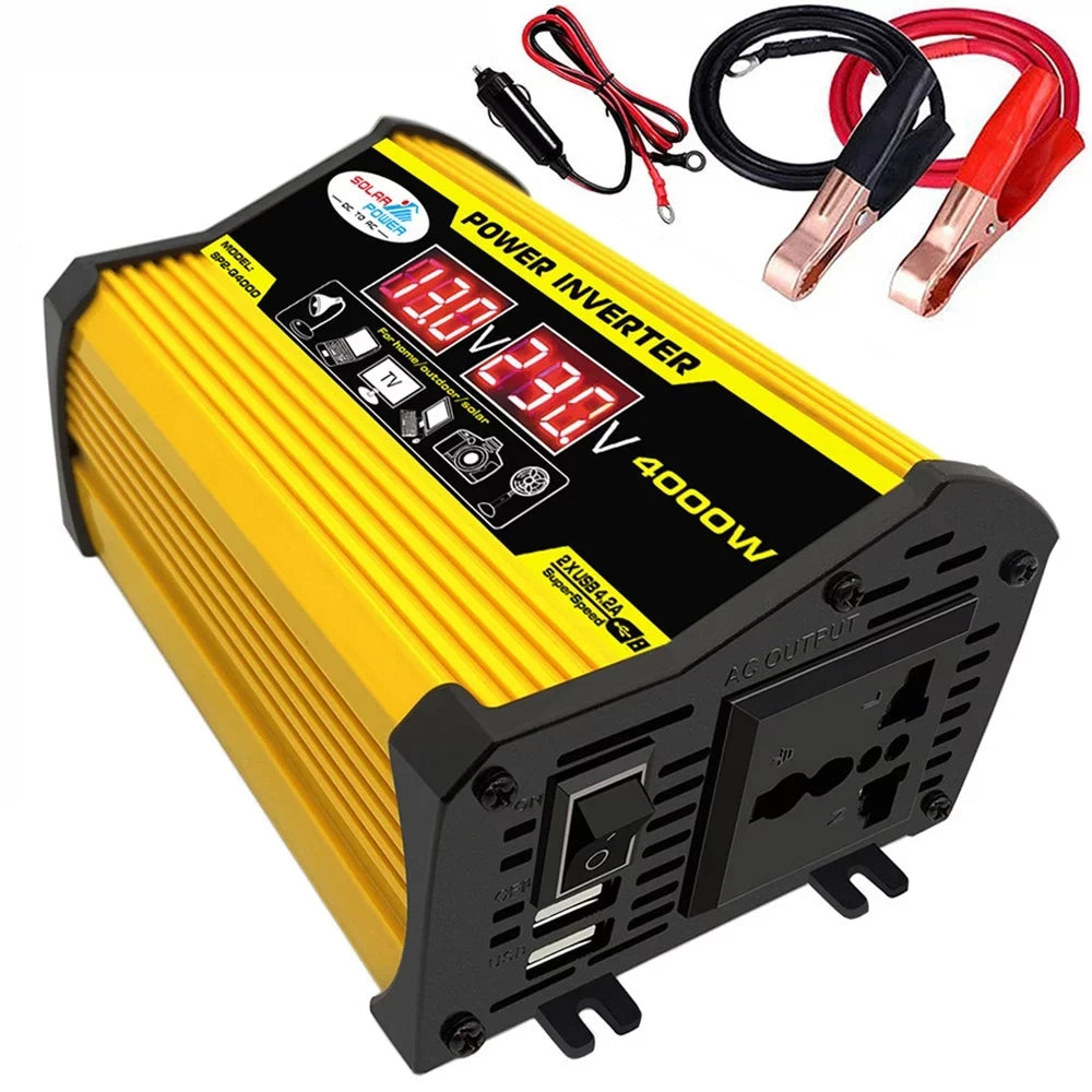 Gecheer Portable Inverter Car Power Inverters DC12Volt To AC110220Volt Transformer 4000W Modified SineWave Inverter Dual USB Display Auto Inverters