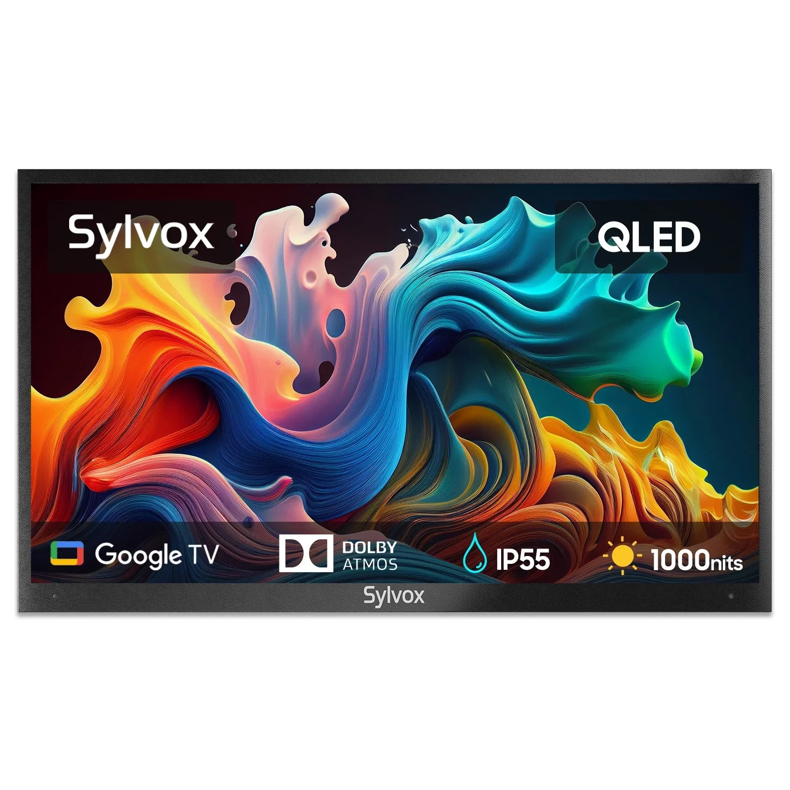 SYLVOX Outdoor TV, 43'' QLED Smart Google TV, IP55 Waterproof, Dolby Vision HDR, Voice Remote,1000nits Weatherproof Television, Chromecast Built-in for Deck, Patio or Garden(Deck Pro QLED 2.0)