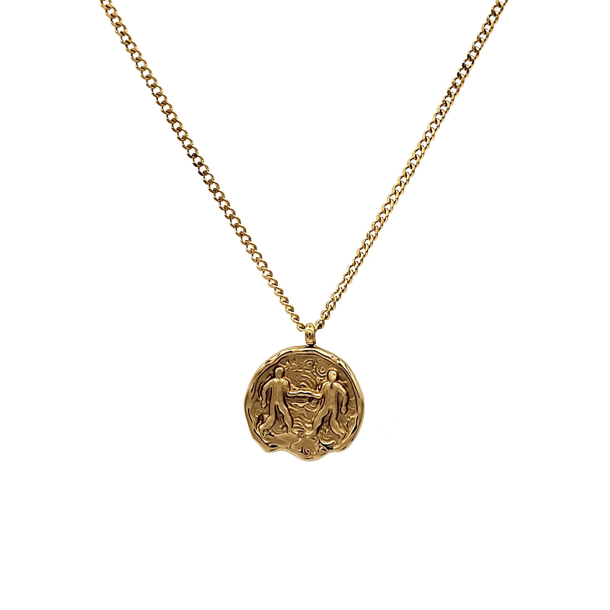Blue Box Boutique Inc Gold Stainless Steel Gemini Zodiac Pendant Necklace for Women, Teens | Horoscope, Birthday Gift