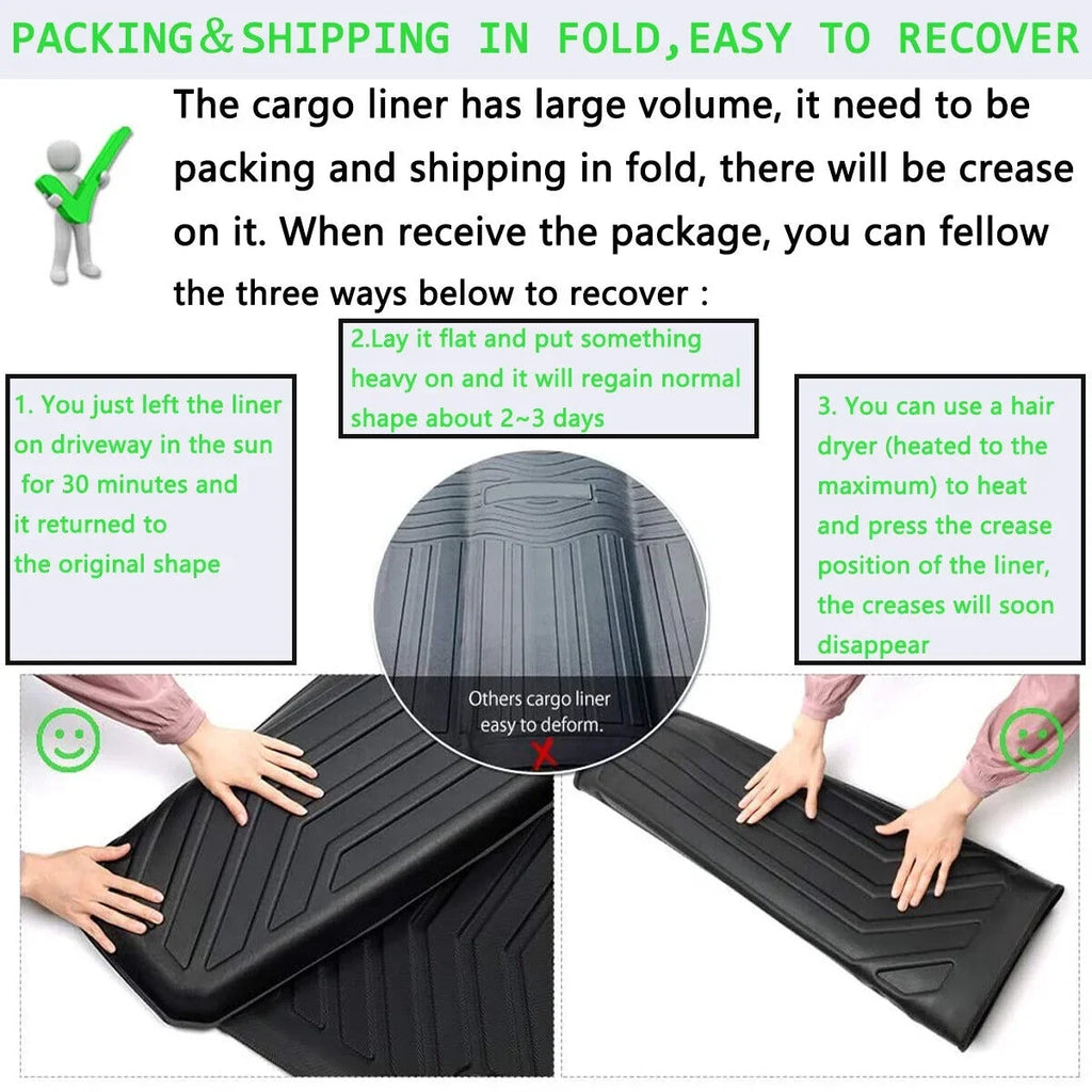 Easy to Clean for 2011-2021 Jeep Grand Cherokee TPO Rear Cargo Trunk Mats Liner