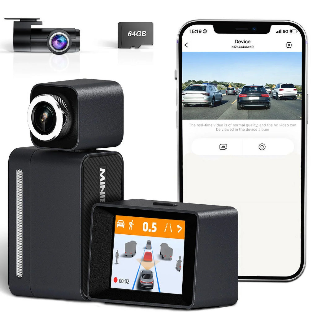 MINIEYE C2M 4K Dash Cam Front and Rear, Dual Dash Camera for Cars 4K+1080P - AI Collision Avoidance Device, 2.4'' LCD, Built-in 5G WiFi GPS, ADAS, Loop Recording, Super Night Vision, APP OTA Update