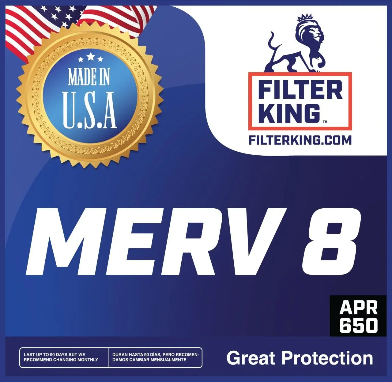 Filter King 16.5x39x1 Air Filter | 4-PACK | MERV 8 HVAC Pleated A/C Furnace Filters | MADE IN USA | Actual Size: 16.5 x 39 x .75"