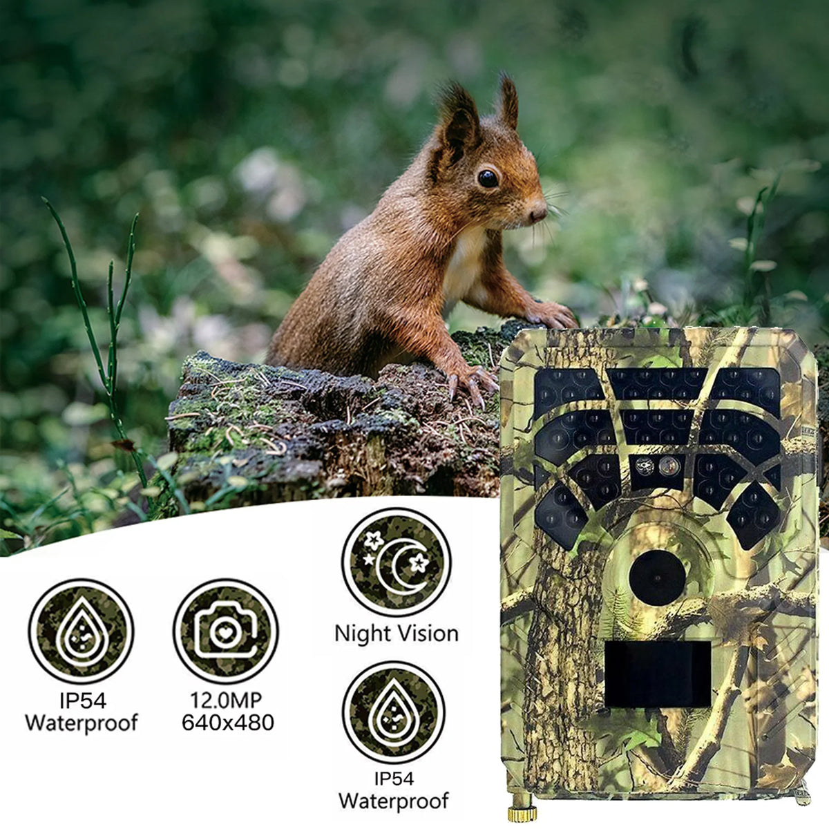 QIYAA Outdoor Hunting Camera 12Mp 720P Wild Animal Detector Trail Camera Waterproof Monitoring Night Vision Wildlife Monitoring