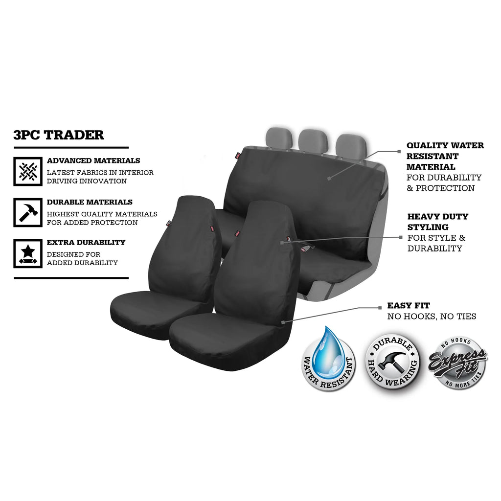 Genuine Dickies Full Vehicle Heavy Duty Polyester Car Seat Covers Black,40212WDI