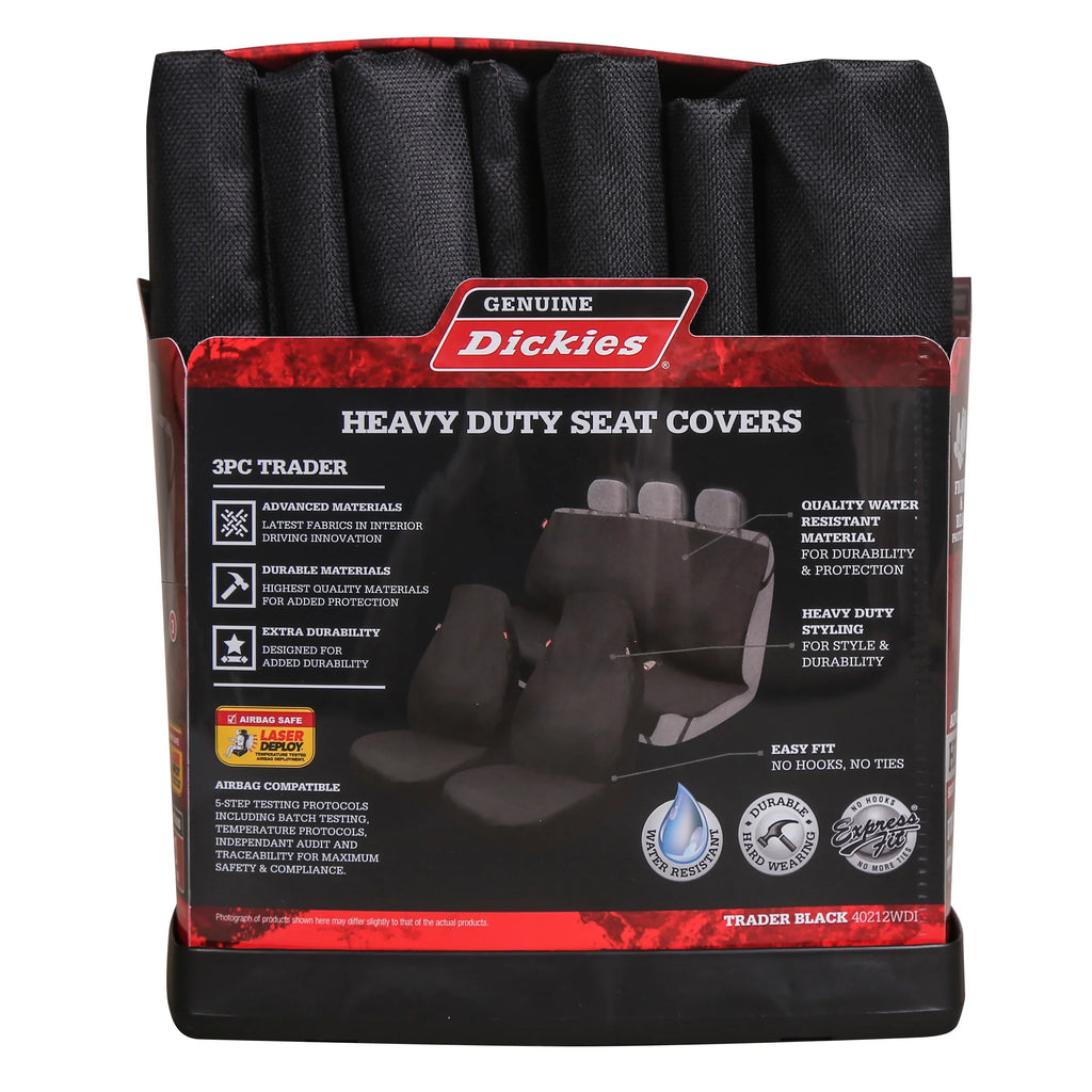 Genuine Dickies Full Vehicle Heavy Duty Polyester Car Seat Covers Black,40212WDI
