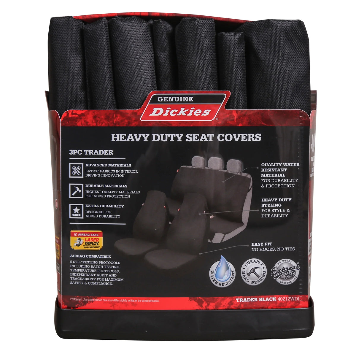 Genuine Dickies Full Vehicle Heavy Duty Polyester Car Seat Covers Black,40212WDI