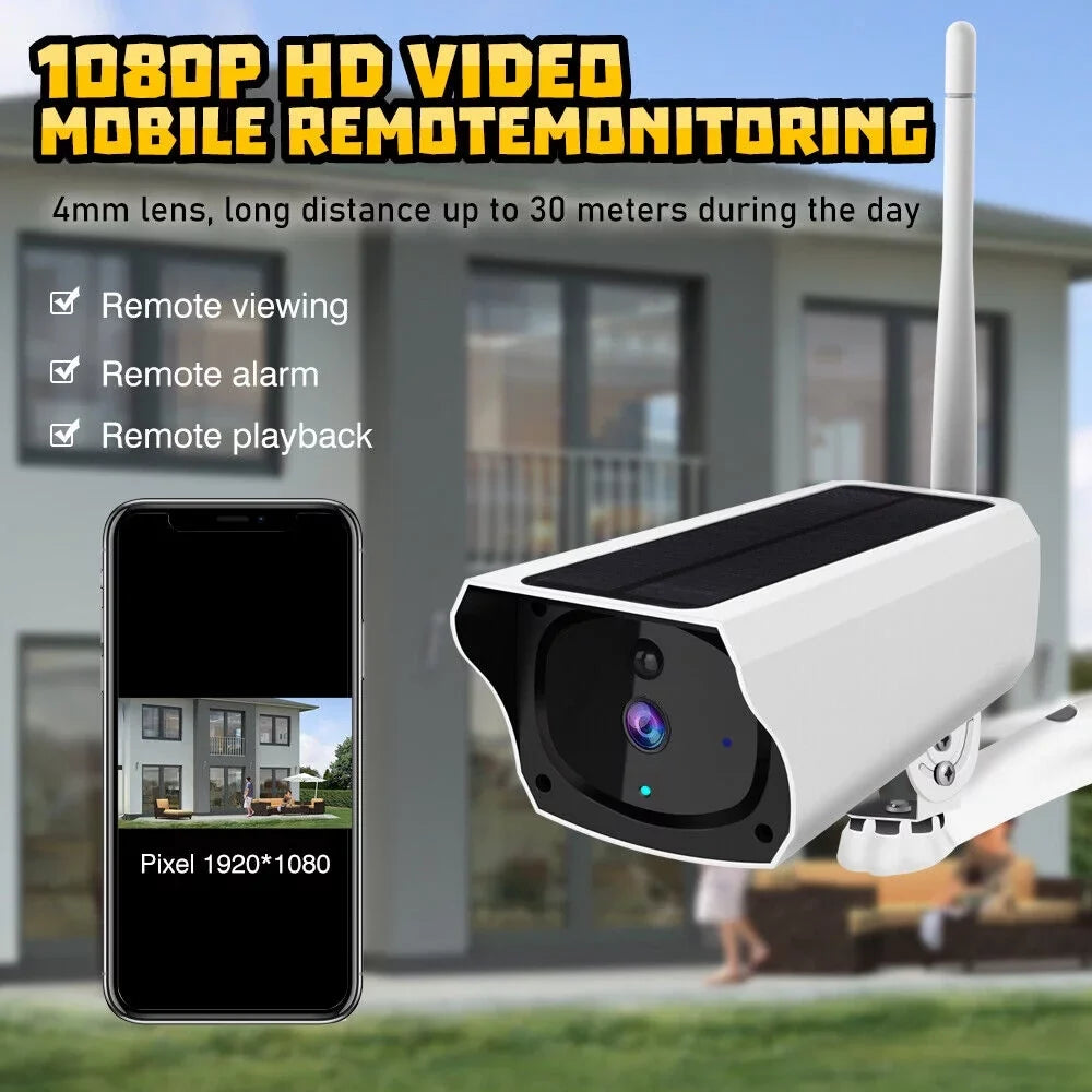 MDHAND 1080P Home Security Camera System Outdoor, Solar Camera Pro Wireless Outdoor Surveillance Camera, IP66, AI Detection + 32 Gigabytes Memory Card
