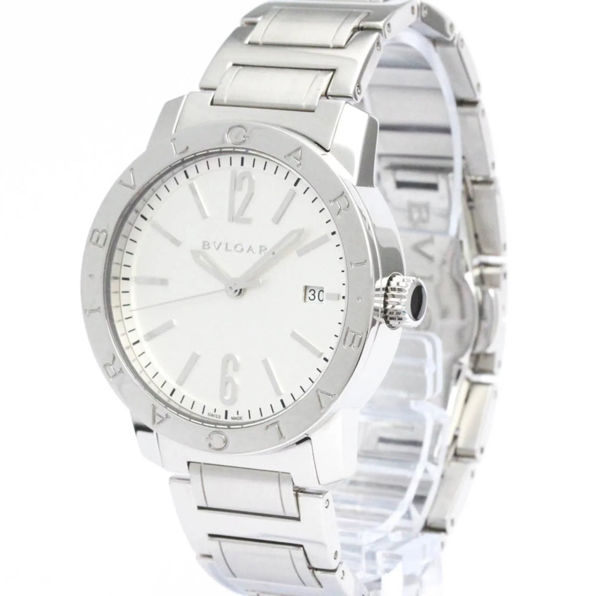 Pre-Owned Polished BVLGARI BVLGARI-BVLGARI Steel Automatic Mens Watch BB39S BF560761 (Good)