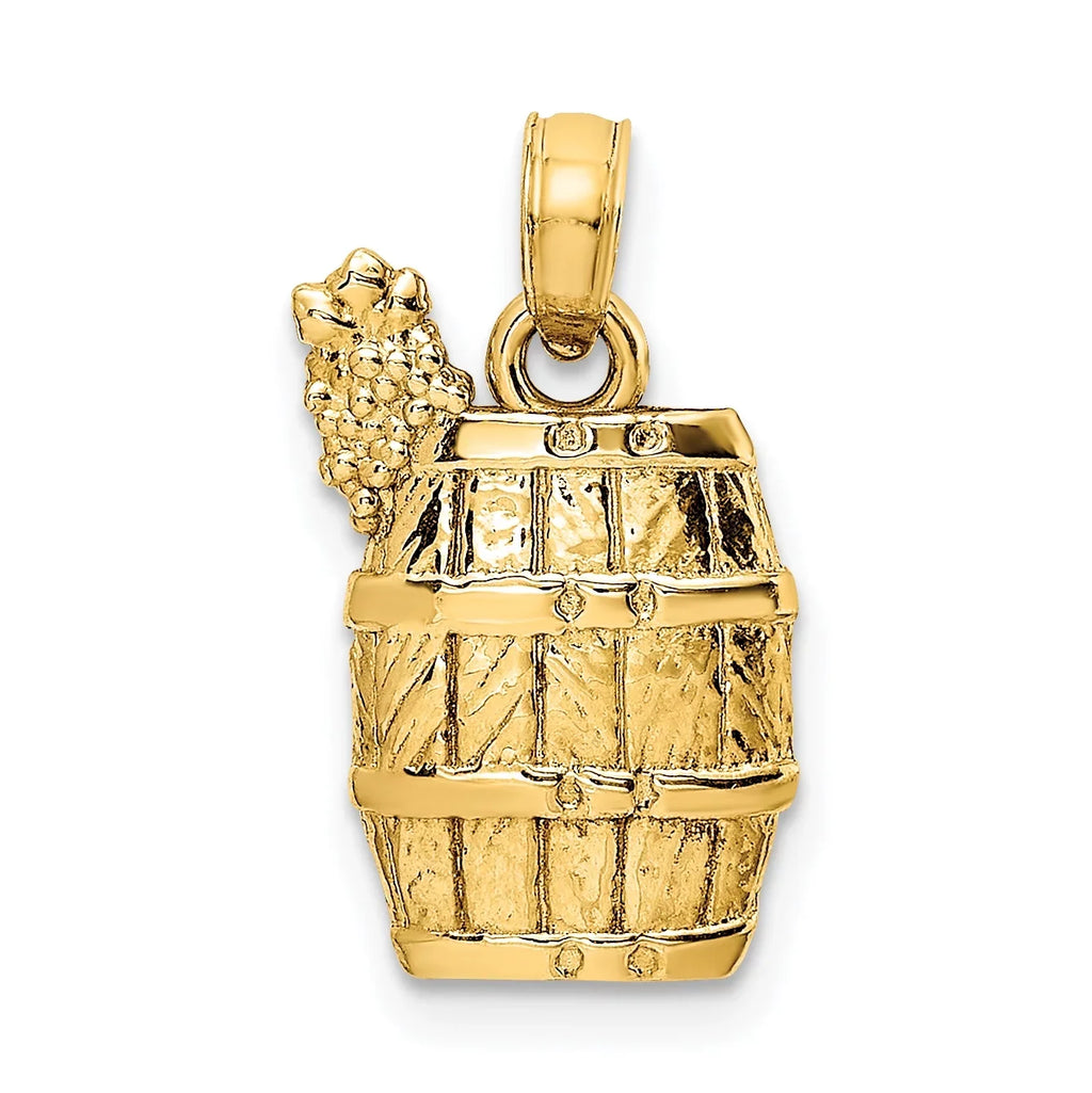 FJC Finejewelers 14k Yellow Gold Wine Barrel with Grapes Charm