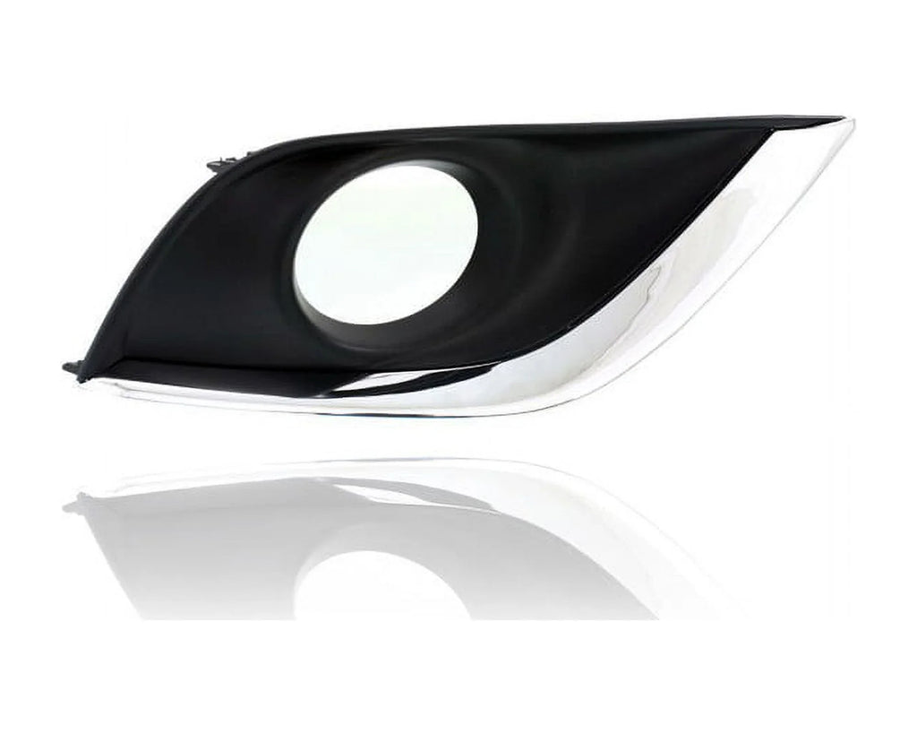 Fog Light Cover - Compatible/Replacement for '15-19 Nissan Versa Sedan SV/SE/SL- Bezel With Hole Black & Chrome Molding - Pair, Left Driver + Right Passenger Set - 622566W80A, 622576W80A