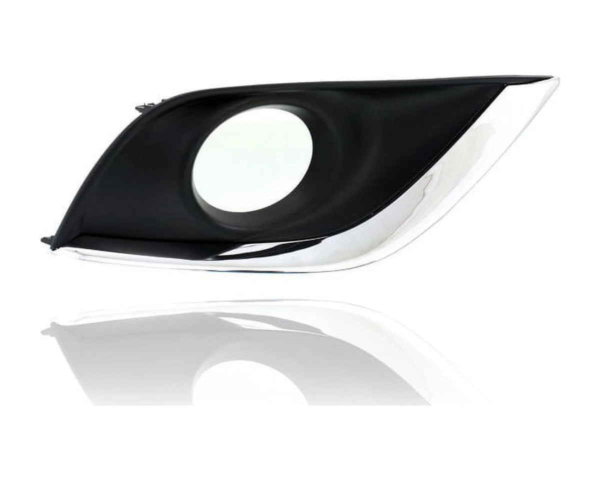 Fog Light Cover - Compatible/Replacement for '15-19 Nissan Versa Sedan SV/SE/SL- Bezel With Hole Black & Chrome Molding - Pair, Left Driver + Right Passenger Set - 622566W80A, 622576W80A
