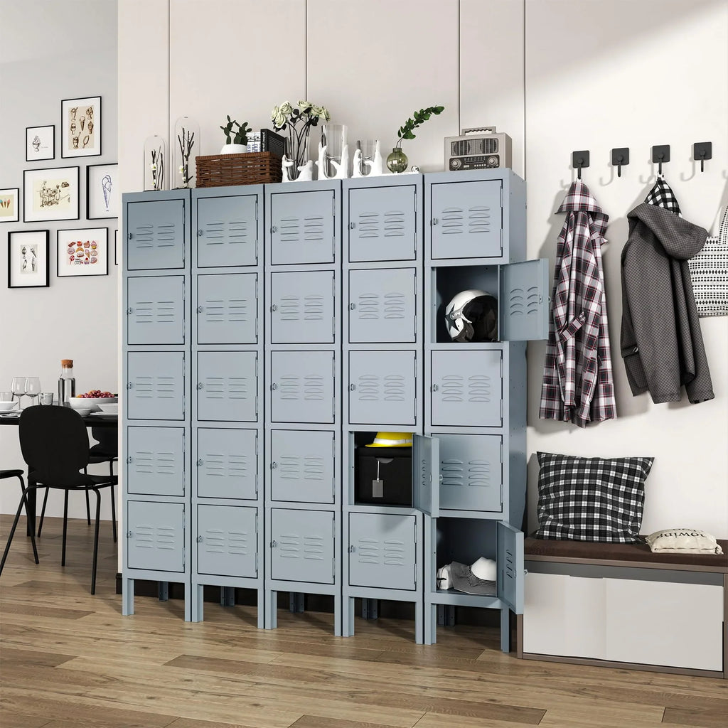 IKIMI 66" Metal Storage Cabinet Locker for School, Gym, Home Office, Steel Locker Cabinet With 5 Doors for Employees, Students