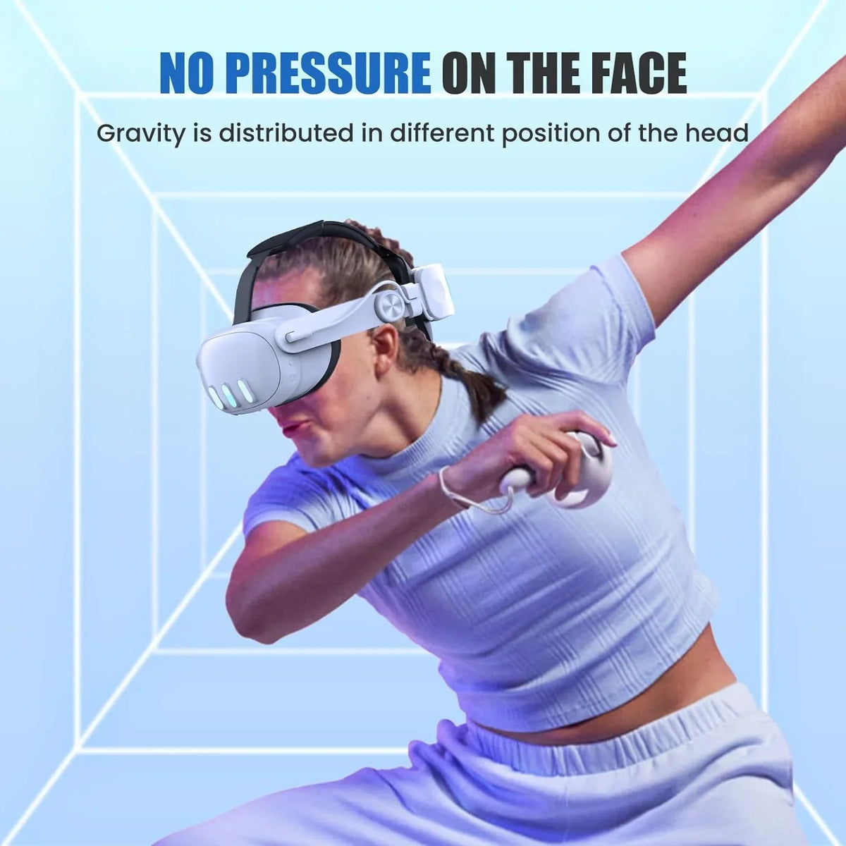 Elite Strap with Battery for Meta Quest 3, 5300mAh Battery Pack Head Strap, Adjustable VR Accessories to Reduce Pressure & Extend Playtime-for Meta Quest 3