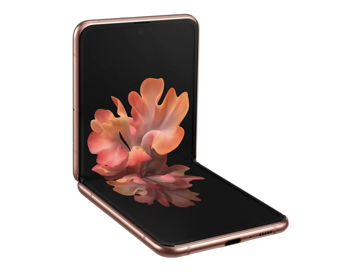 Samsung Galaxy Z Flip 5G - 5G smartphone - dual-SIM - RAM 8 GBs / Internal Memory 256 GBs - OLED display - 6.7" - 2636 x 1080 pixels - 2x rear cameras 12 MP, 12 MP - front camera 10 MP - mystic bronze