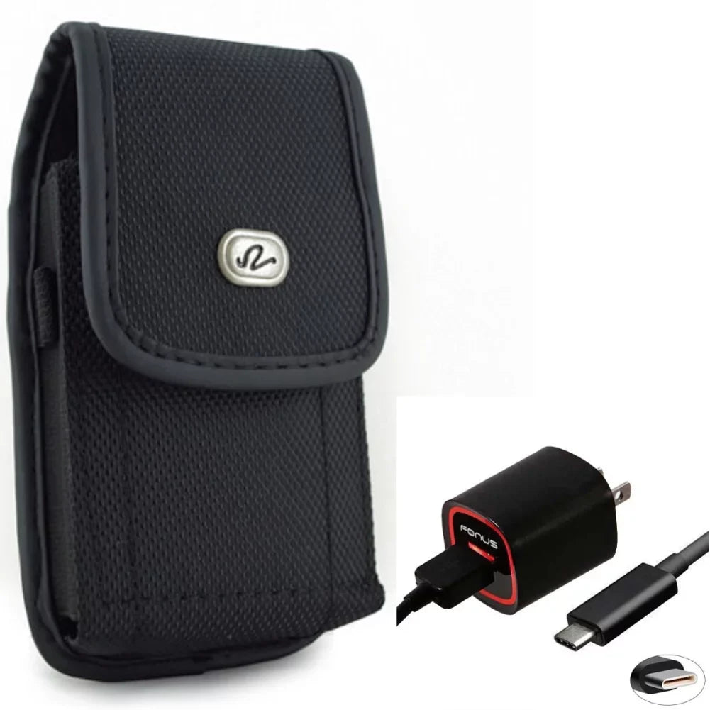 Holster Rugged Case Belt Clip w USB Cable 2.4A Home Charger for Samsung Galaxy XCover Pro S9 Plus S8 Plus S22 Plus S10 Plus FieldPro S21 FE 5G A53 5G A52 5G A51 5G A50 A33 5G A30s A20