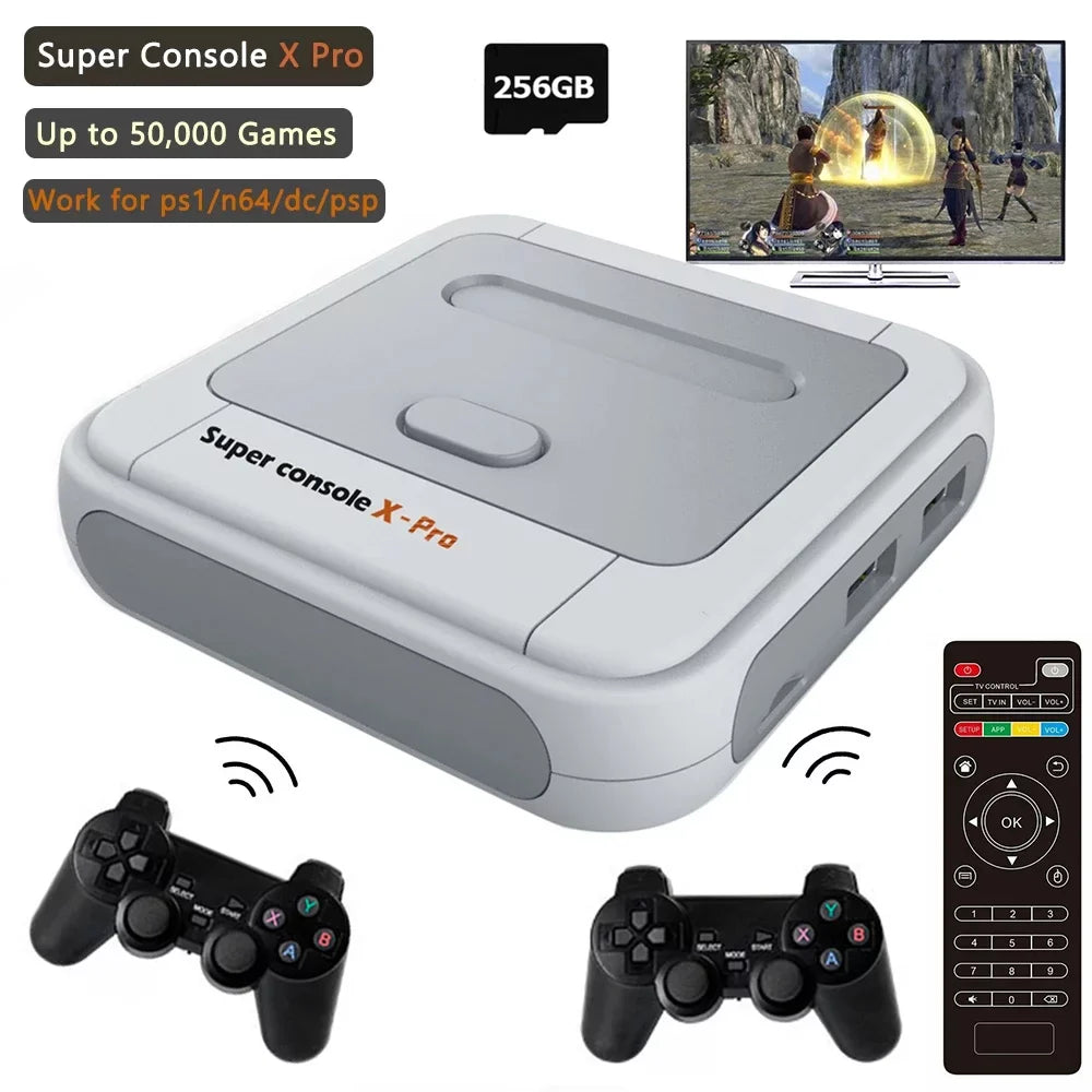 Onemayship Retro Game Console 256GB, Super Console X PRO Built in 50,000+ Games, Video Game Console Systems for 4K TV HD/AV Output, Dual Systems, Compatible with PS1/PSP/MAME/ATARI