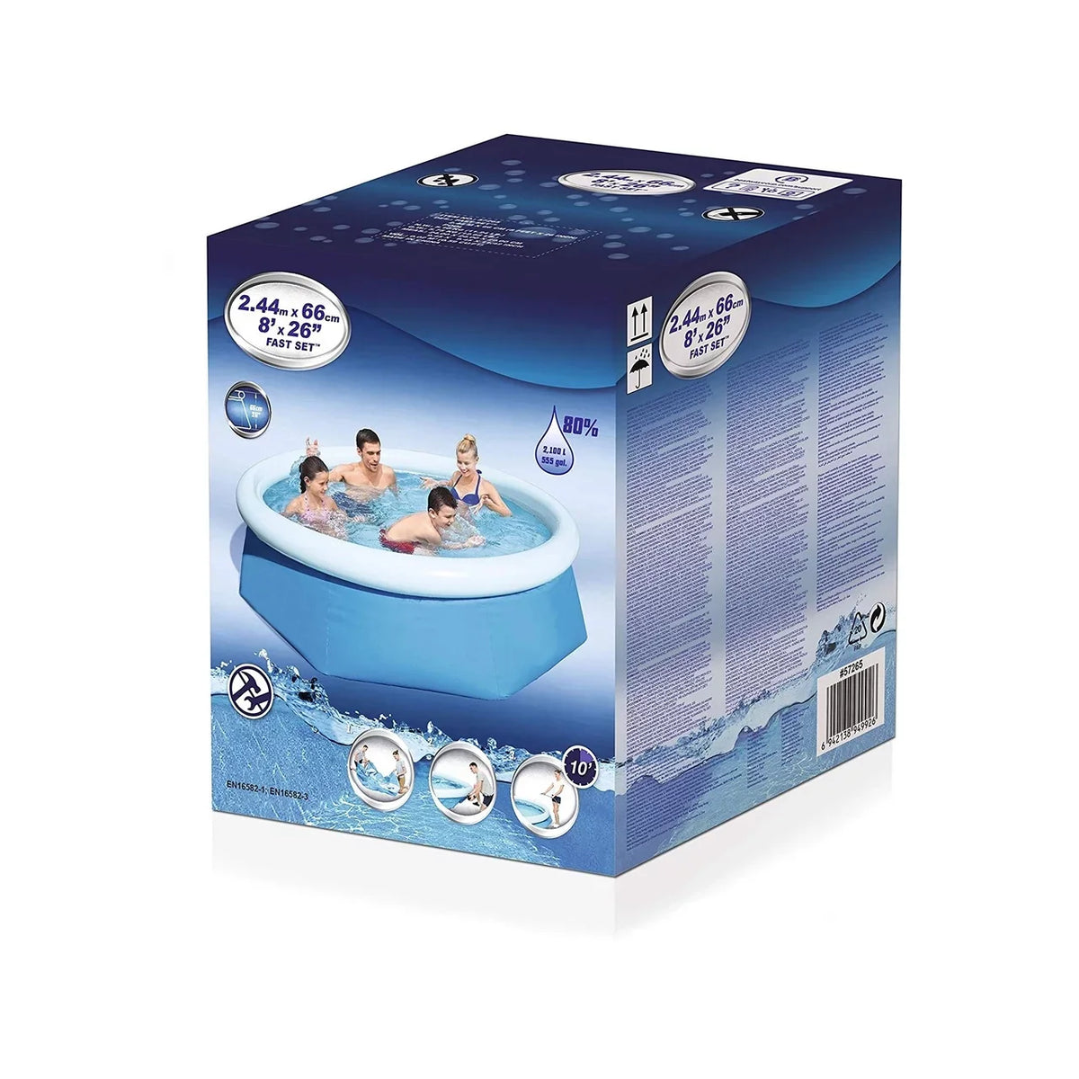 Pool Central 8ft Round Inflatable Easy Set Kids Swimming Pool with Filter Pump