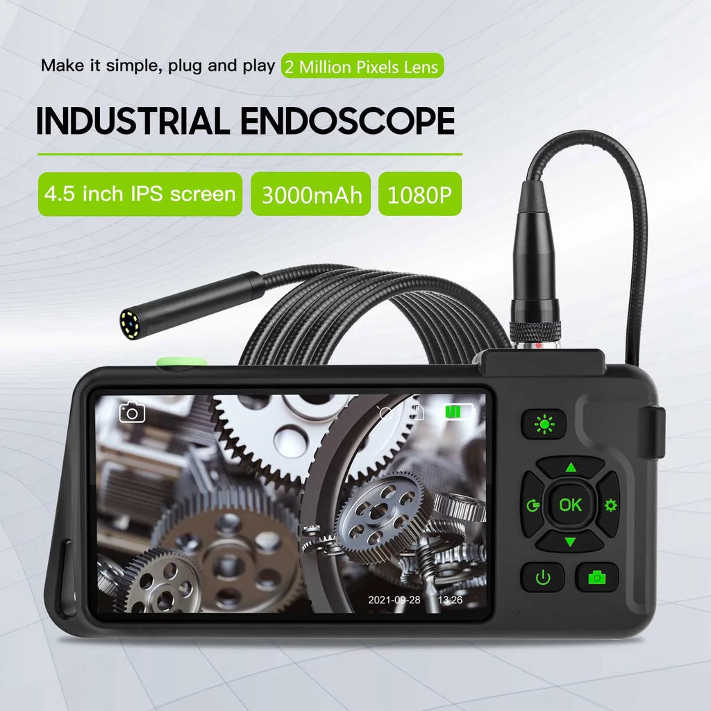 Docooler Industrial with 4.5-inch IPS Color Display 1080P Photos Videos Snake with 8 Borescope IP67 Waterproof 2 Million Pixels Inspection with TF Slot for Maintenance