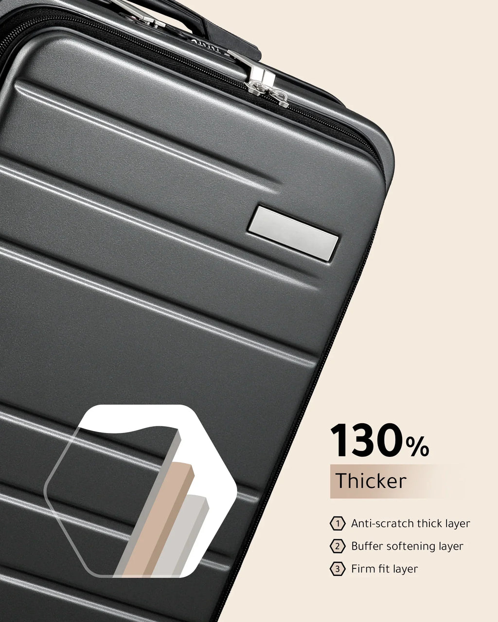 LUGGEX Carry on Luggage, Expandable Hardshell Suitcase with Front Pocket and USB Port