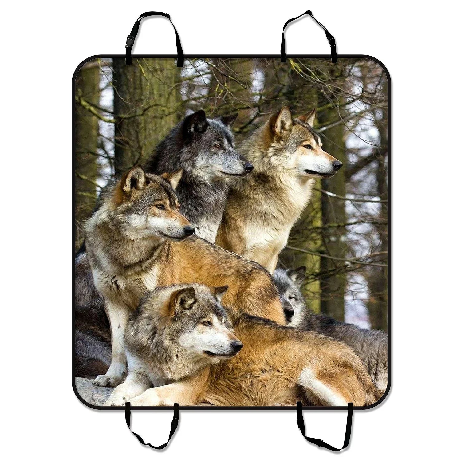 GCKG Wolfs Wild Animal Pet Car Seat Cover Dog Car Seat Mat Hammock Cargo Mat Trunk Mat For Cars Trucks and SUV 54x60 inches