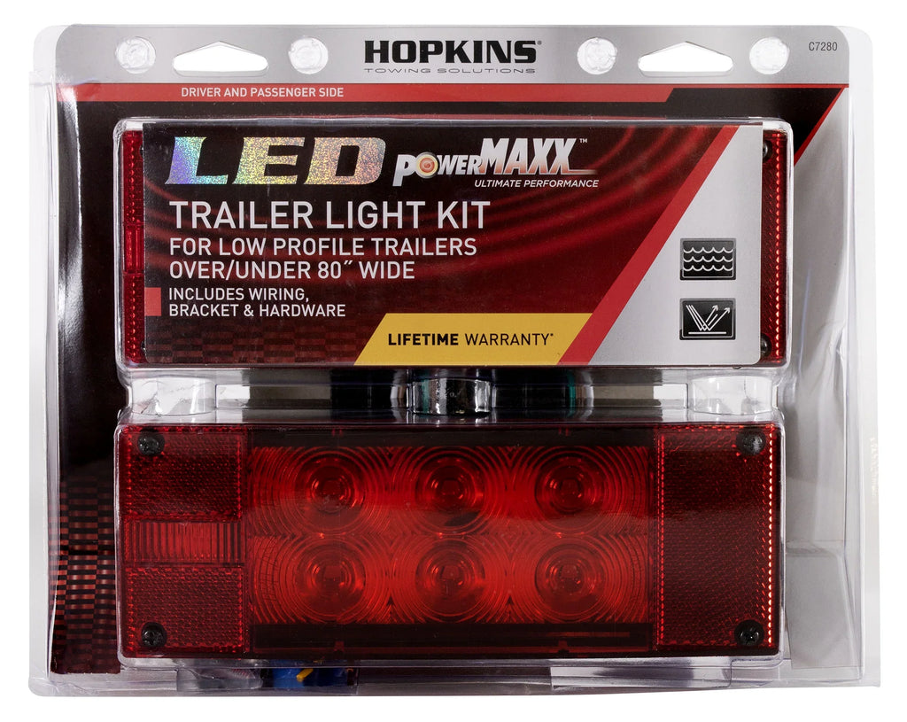 Hopkins Towing Solutions Submersible LED Low-Profile Trailer Light Kit, C7280, Over & Under 80" Wide