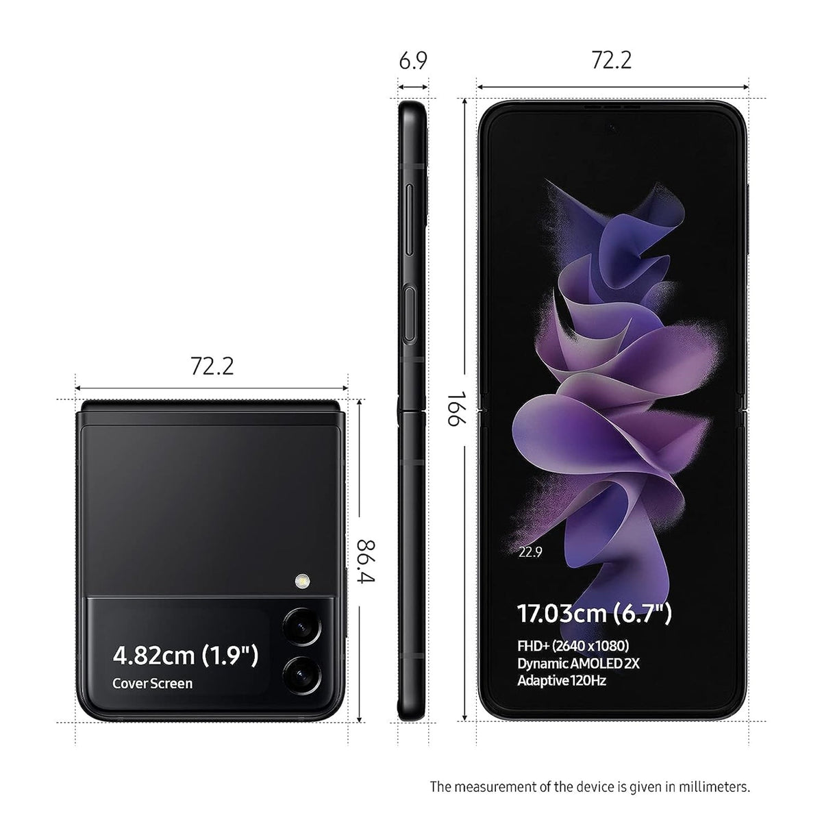 Pre-Owned Samsung Galaxy Z Flip3 256GB 6.7" 5G Fully Unlocked, Phantom Black (Secondhand - Blemished)