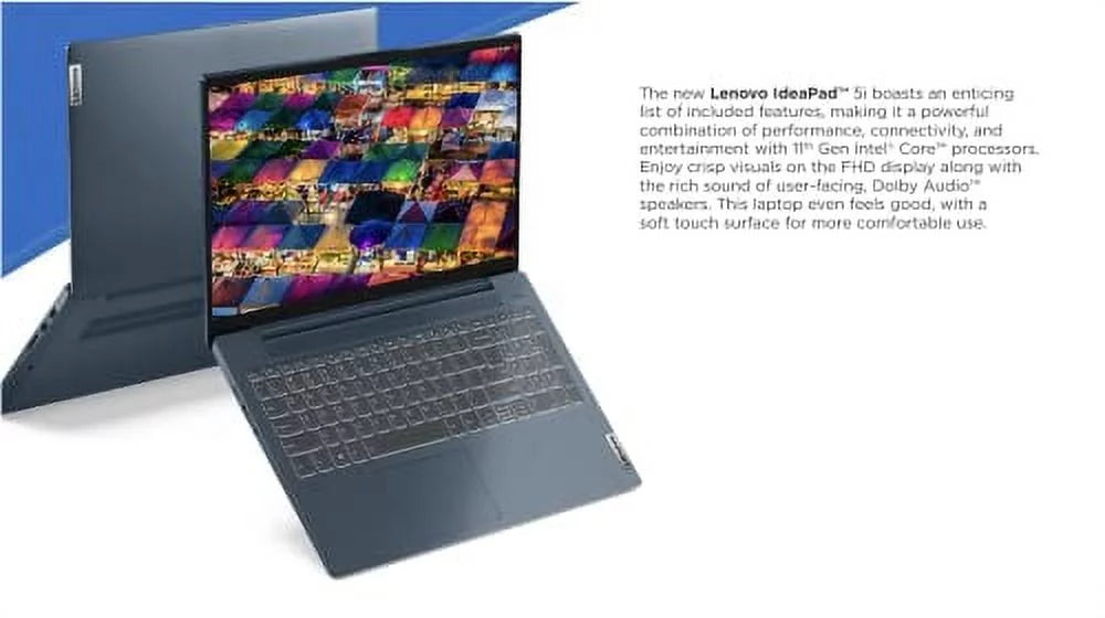 IdeaPad 5i 15.6" Touchscreen Portable computer, IPS FHD 300 Nits Display, Core i7-1165G7, Iris Xe Graphics, Dolby Audio, Win 11, Fingerprint, USB-C, Backlit KB, WiFi 6, Webcam (12GB RAM | 512GB PCIe Solid-state drive)