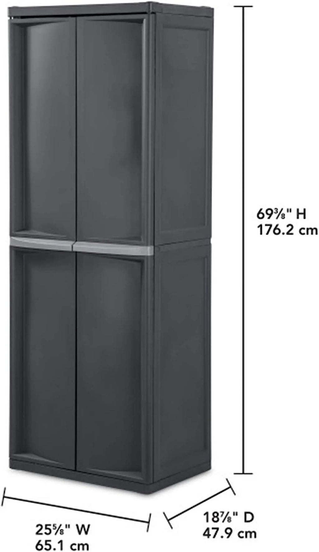 HOZO 4 Shelf Cabinet, Heavy Duty and Easy to Assemble Plastic Storage Unit, Organize Bins in the Garage, Basement, Attic, Mudroom, Gray, 1-Pack