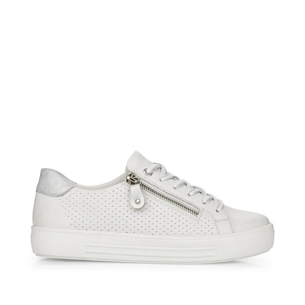 Rieker Women's D0916-80 Side-Zipped Lace-Up Sneakers, White, Size EU 42