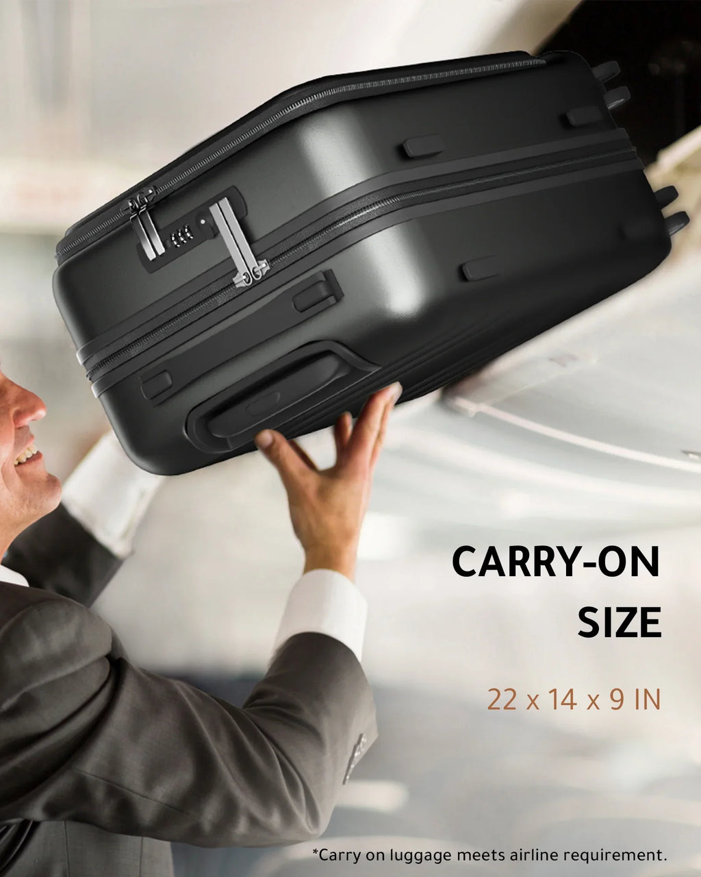 LUGGEX Carry on Luggage, Expandable Hardshell Suitcase with Front Pocket and USB Port