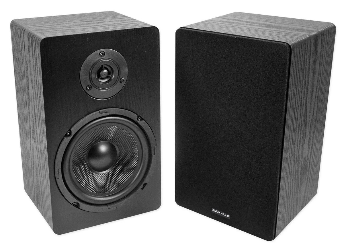 Rockville BLUAMP 150 Amplifier w/ Bluetooth+(4) 6.5" Bookshelf Speakers+Stands