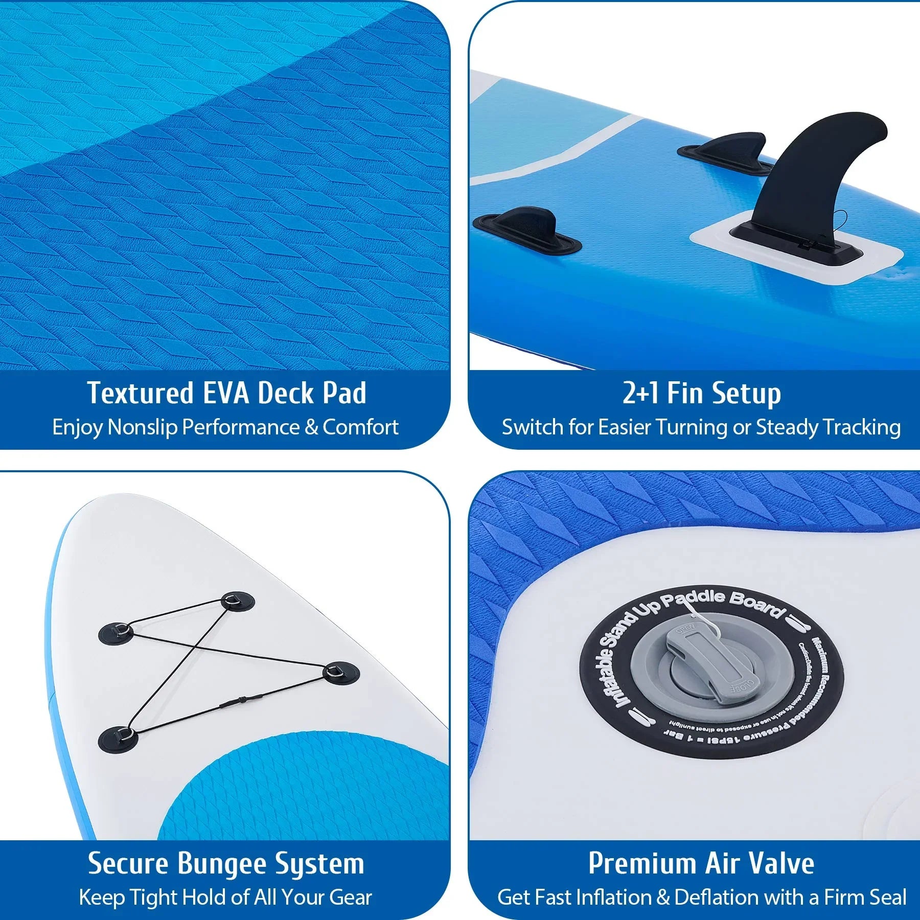 Preenex 10'6" Hybrid Inflatable Paddle Board for Adults Hybrid SUP Board Set w Air Pump, Blue
