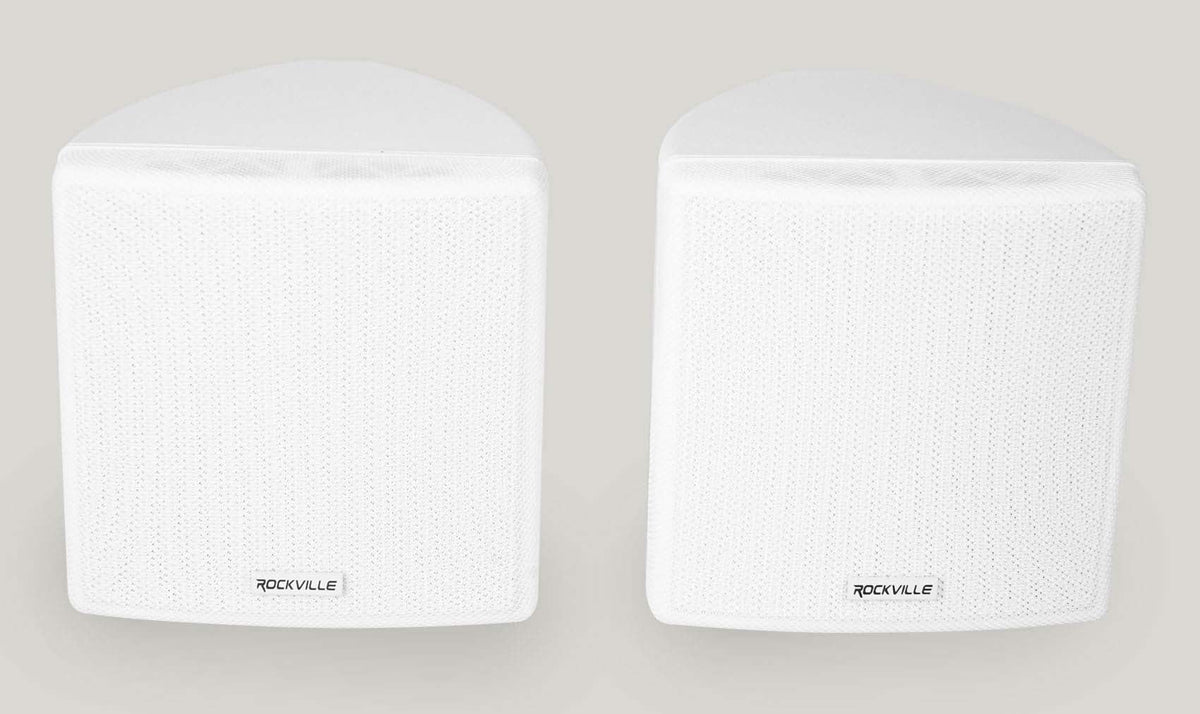 4 Rockville Cube 70v White 3.5" Commercial Swivel Wall Mount Restaurant Speakers