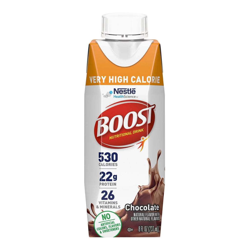 Nestle Boost Very High Calorie Complete Nutritional Drink Chocolate 8 oz Reclosable Carton 24 Ct