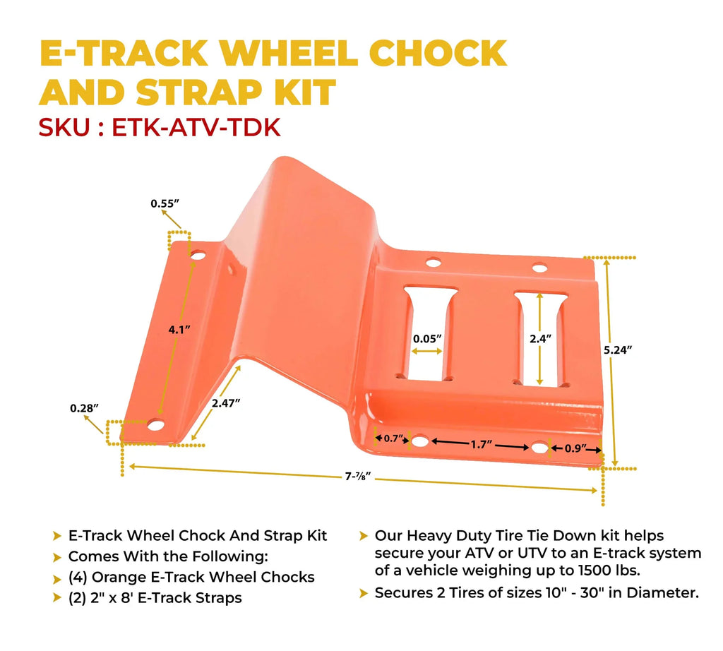 2 Pack Wheel Chock Tie Down Strap Kit for Trailer & Pickup Trucks - ATV, RZR, Lawn Mower, UTV Tie Down Straps - Trailer Tie Down System for Heavy Duty