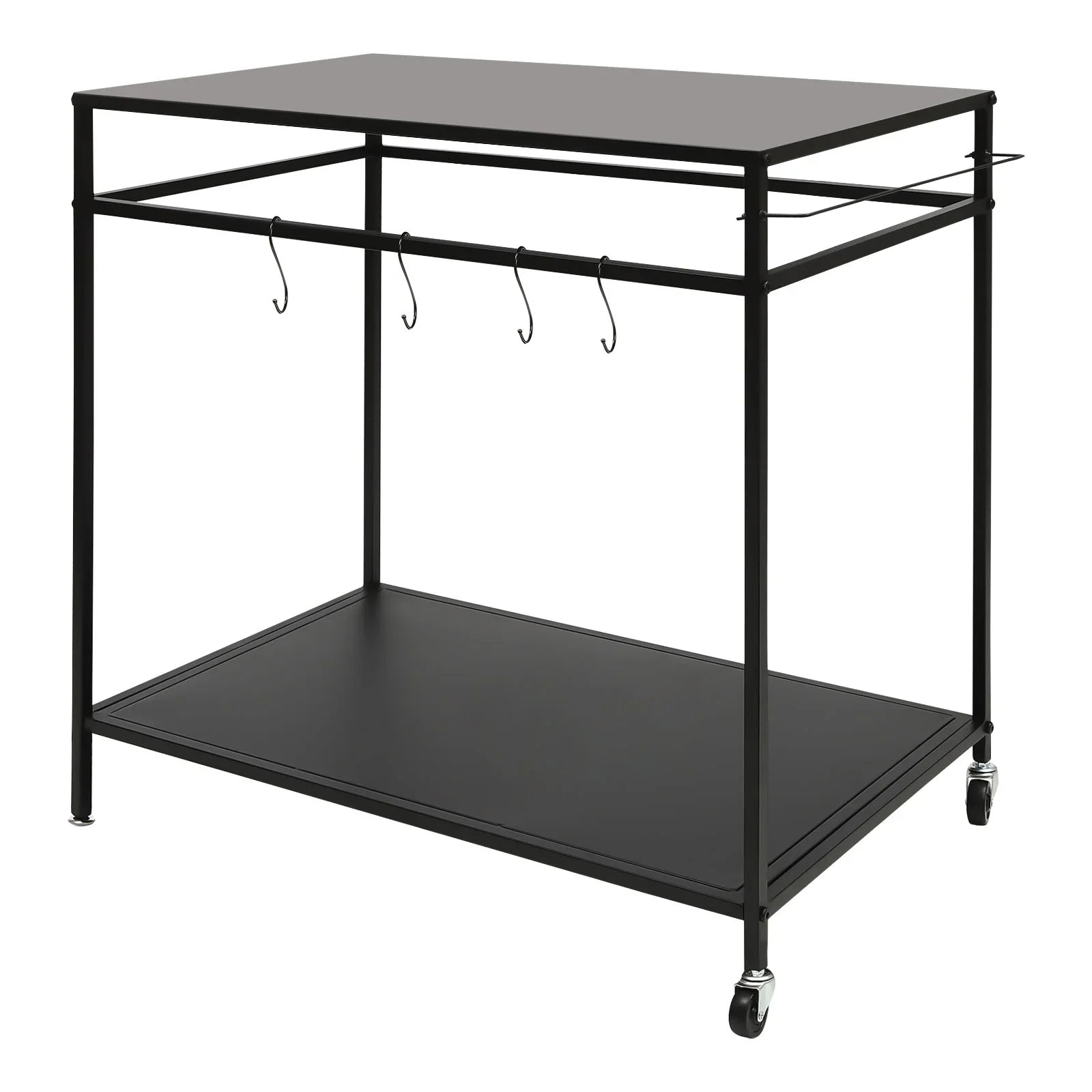 Outdoor Cook Station Table 2-Tier Shelf Food Prep BBQ Grill Serving Cart Movable Rack