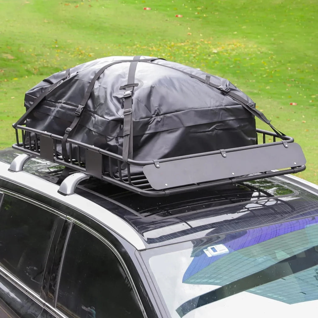 Eyoloty Heavy Duty 64"x 39" Roof Rack, Rooftop Cargo Carrier Basket with Waterproof Bag, Tie Down Strap, Net, Rack Extension and Car Top Luggage Holder for SUV, 150lb Capacity, Steel Construction