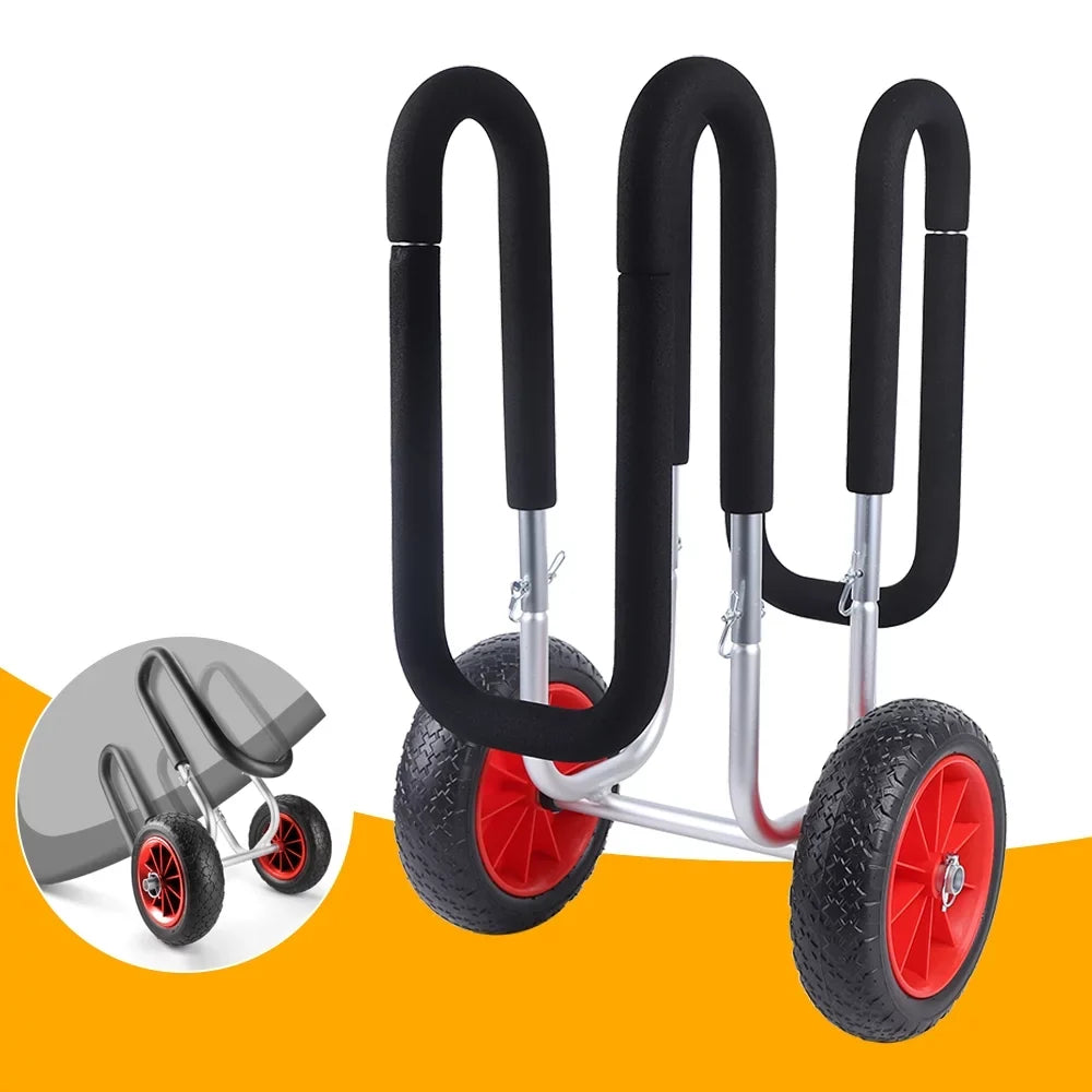 Portable Surfboard Beach Carrier Cart, Double SUP Airless Cart Beach Trailer, Aviation Aluminum Solid PU Wheel Stand-Up Paddle Board Veneer Cart