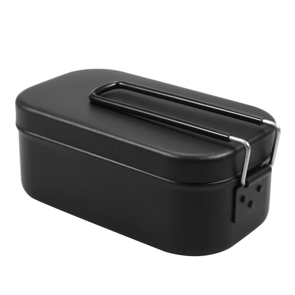 OWSOO 4pcs Cookware Mess Kit 800ml Camping Lunch Box with Steaming Rack Cutting Board for Backpacking Hiking Fishing Mountaineering