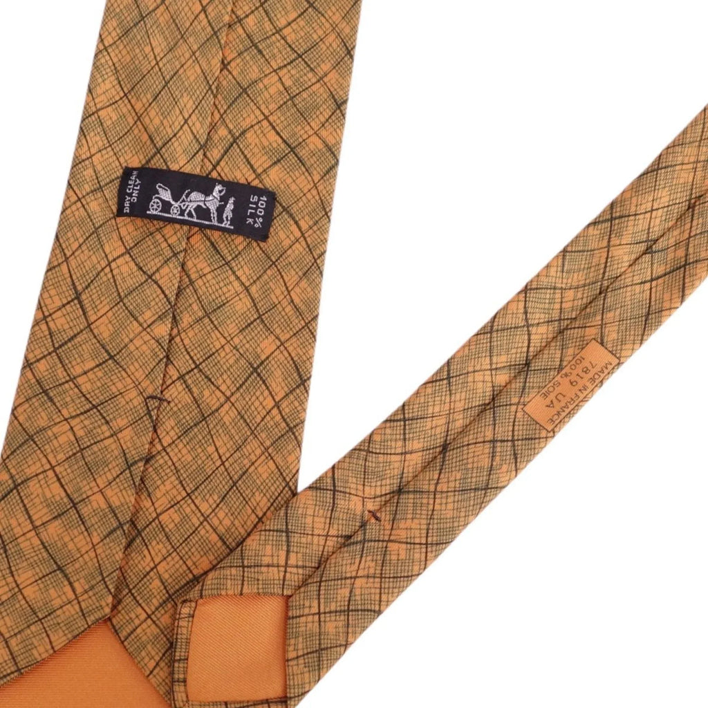 Pre-Owned Hermes HERMES tie silk twill 100% men's orange (Good)