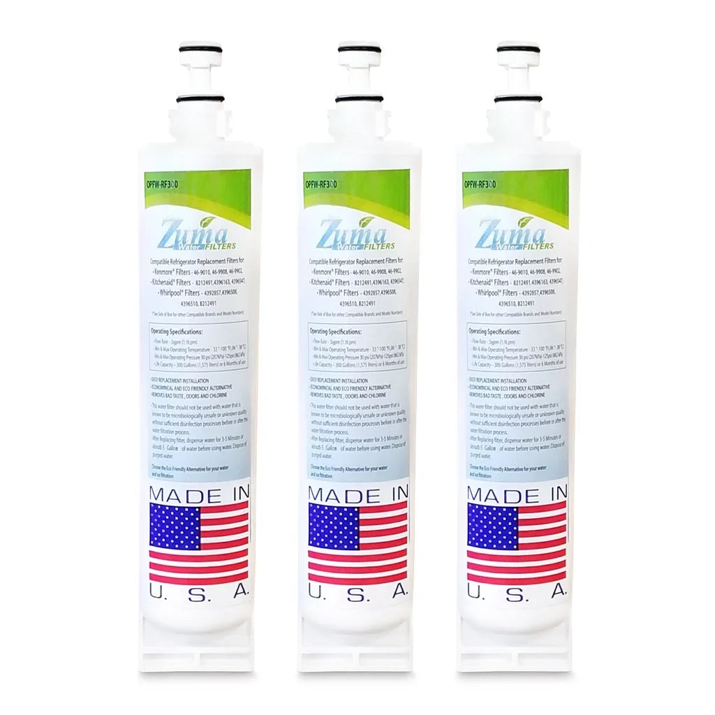 ZUMA Brand , Water and Ice Filter , Model # OPFW-RF300 , Compatible with Whirlpool® 4396510 - 3 Pack - Made in U.S.A.