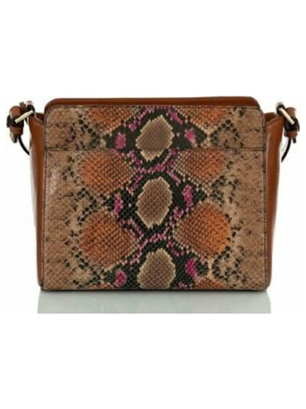 Brahmin Brown Carrie Crossbody Snake Print Leather Crossbody Handbag Purse