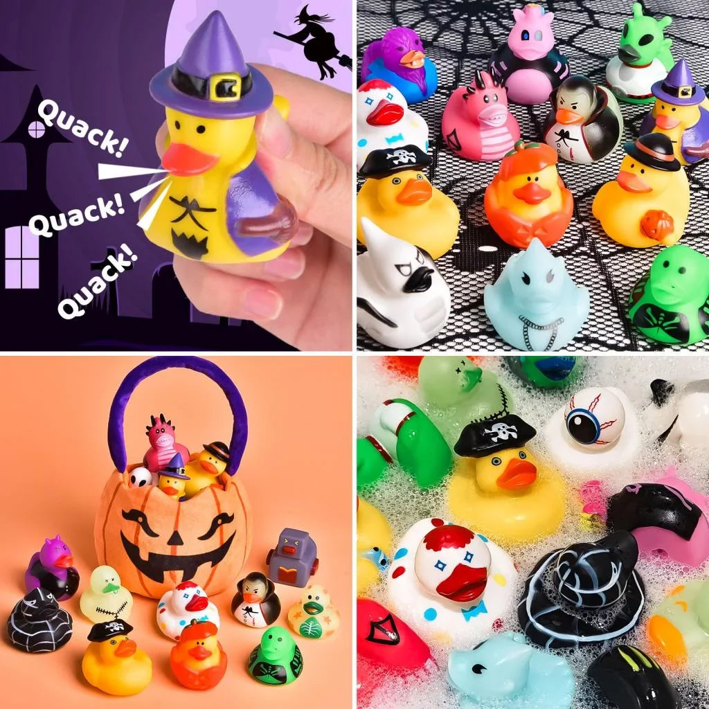 Fun Little Toys 24 Pcs Halloween Rubber Ducks,Rubber Ducks Bath Toys for Baby Showers,Halloween Decor Trick or Treat,Halloween Party Favors