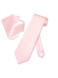 Biagio 100% SILK Solid LIGHT PINK Color NeckTie Handkerchief Men's Neck Tie Set