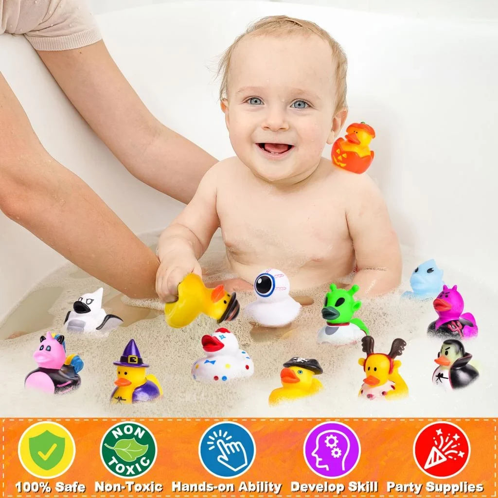 Fun Little Toys 24 Pcs Halloween Rubber Ducks,Rubber Ducks Bath Toys for Baby Showers,Halloween Decor Trick or Treat,Halloween Party Favors