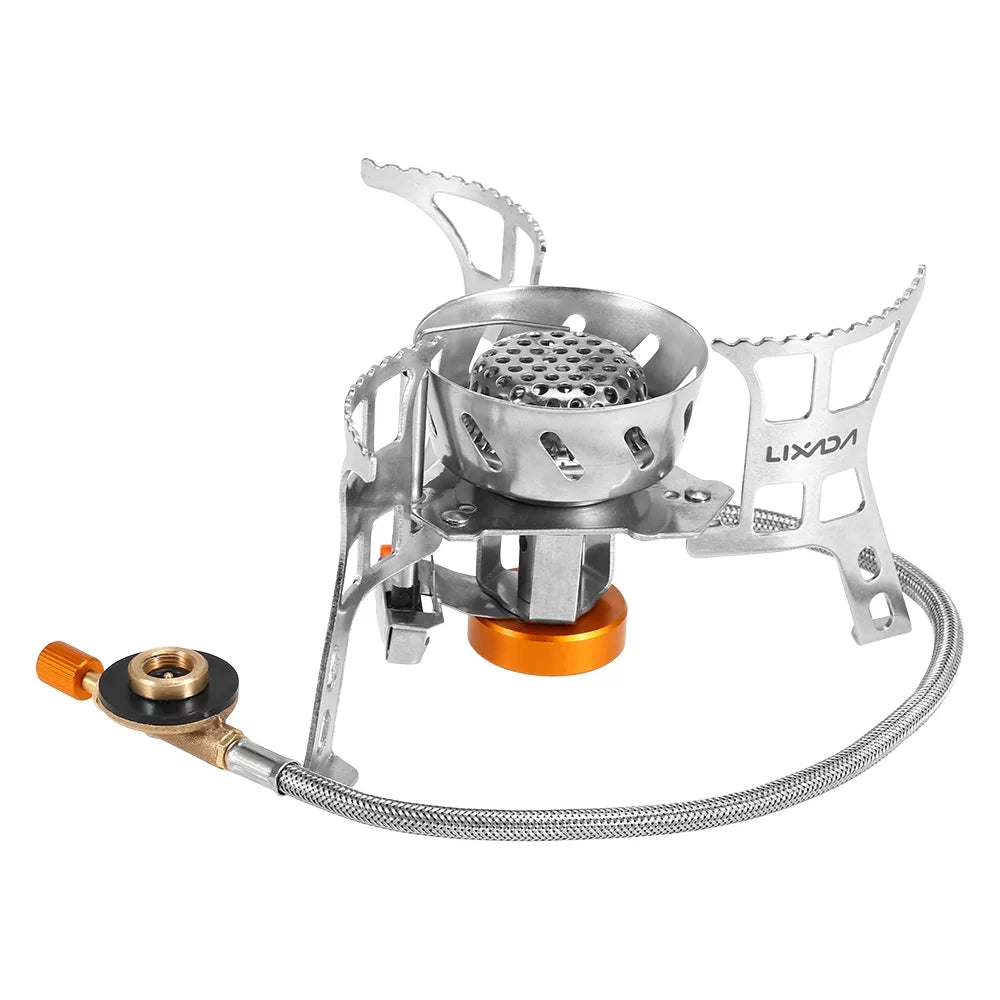 Meterk Portable Windproof Camping Gas Outdoor Cooking Foldable Split with Gas Conversion Head Adapter