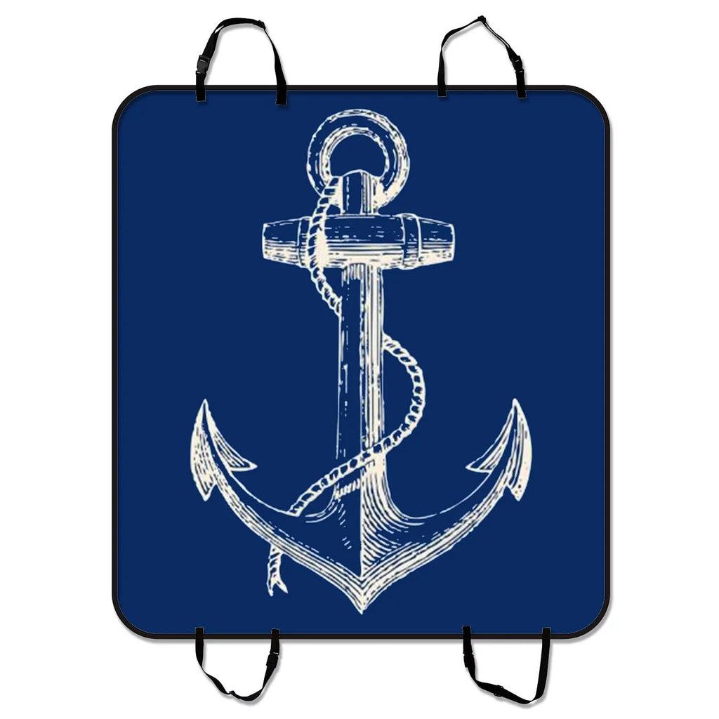 GCKG Blue Anchor Pet Car Seat Cover,Nautical Navy Blue Anchor Pet Car Seat Cover Dog Car Seat Mat Hammock Cargo Mat Trunk Mat For Cars Trucks and SUV 54x60 inches